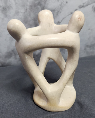 Natural Soapstone Circle of Friends Sculpture - Hand Carved 3