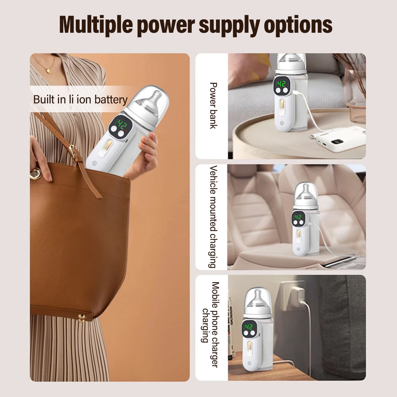 ✿ Portable Baby Bottle Warmer For Travel On The Go Rechargeable Fast Heating