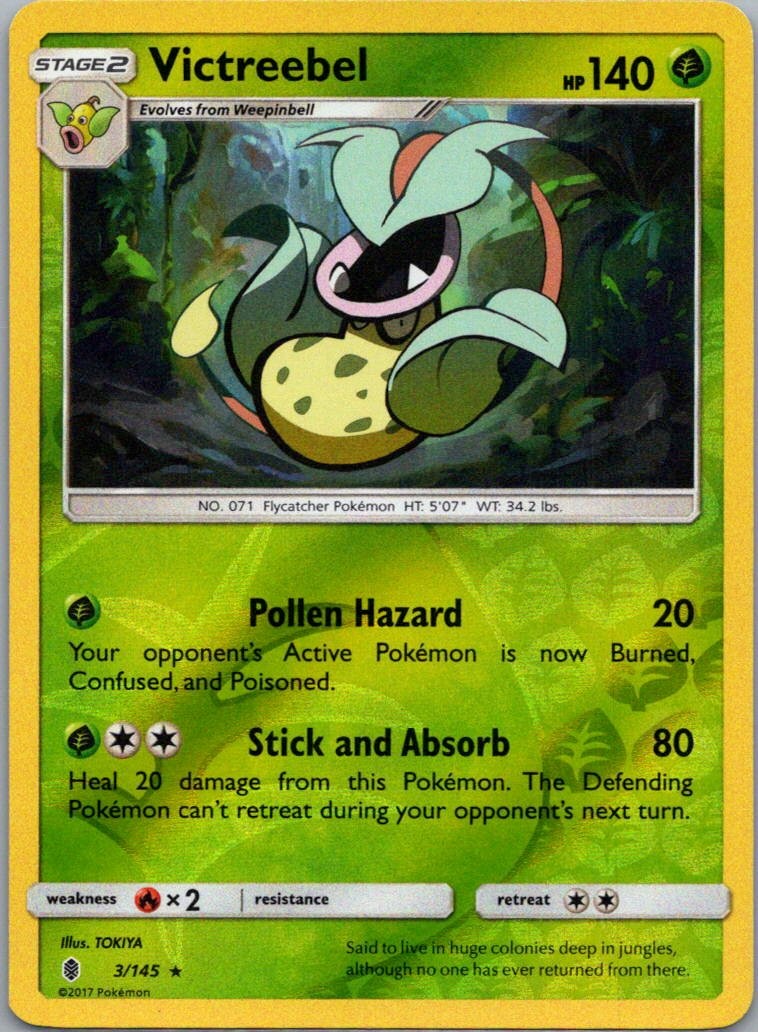 Pokemon TCG Victreebel 3/145 Guardians Rising Rev Holo NM