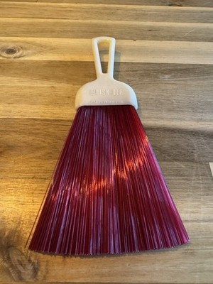 Vintage Hand Broom Advertising Whisk Off Plastic Red Bristle & Cream Handle 8 