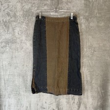 Vintage Esprit Y2K Acid Wash Two Tone Midi Denim Skirt Size 10 Grunge