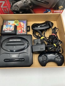 SEGA Genesis Model 2 Console System & Box Sonic Hedgehog 2 Bundle TESTED READ!!