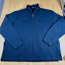 Polo Ralph Lauren Quarter Zip Pullover Mens Size 2XL XXL Black / Blue Pony Logo