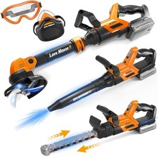 3-IN-1 Kids Garden Tools with Lights and Sounds, Weed Wacker Toy, Leaf Blower...