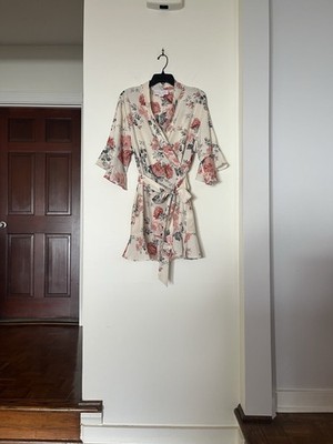    Birdy Grey Floral Cream & Pink Wrap Dress   Size XS/S   