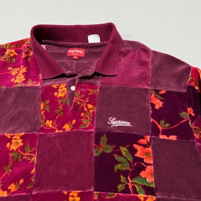 トップス supreme Floral Patchwork Velour L/S Polo Supreme Floral Patchwork Velour L/S Polo Slate Men's - FW21 - US