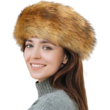 Syhood Women Faux Fur Headband with Elastic Fluffy Winter Earwarmer Raccoon