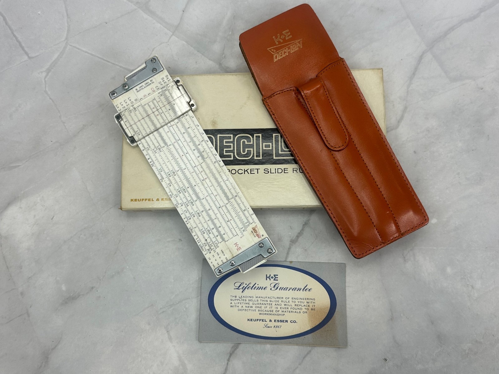 Vintage Keuffel & Esser Deci-Lon 10 68-1130 Slide Rule Original Box Case USA