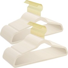 Ivory Velvet Hangers with Golden Hooks 22 Pack - Ultra Thin Space Saving Non-...