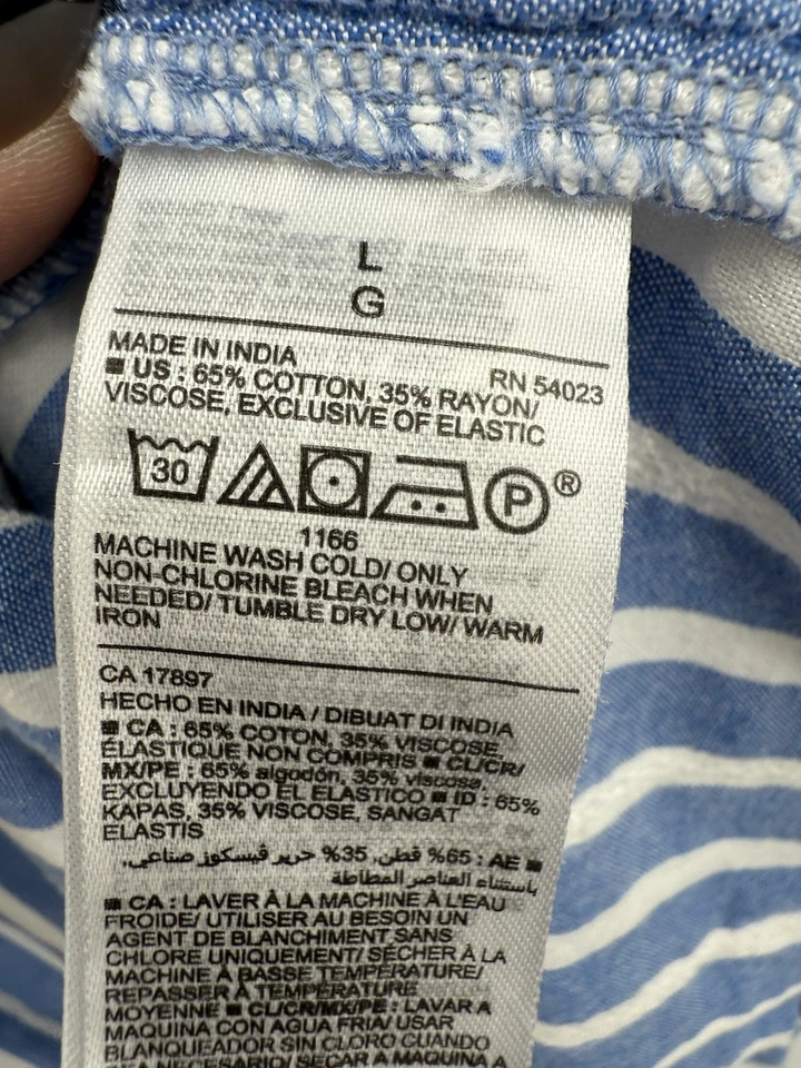 Старый темно-синий надежном платье женщин большой синий белый в полоску хлопок курорт опрятный - Изображение 4 из 4