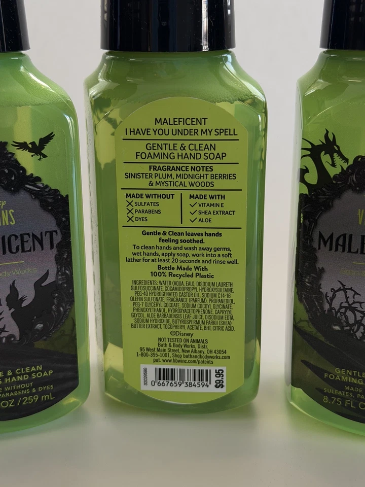 3 x Bath & Body Works Disney Villans Maleficent Foaming Hand Soap 8.75 fl oz NEW - Image 4 of 4