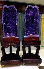651LB A pair Natural High quality Amethyst Crystal Church Cathedral geode +st