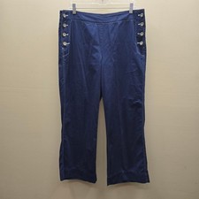 Vintage Ralph Lauren Side Button High Rise Wide-Leg Sailor Pants Blue Size 12