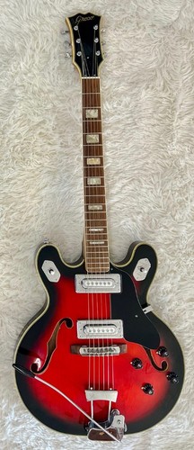 Vintage Greco Hollowbody Electric Guitar Red Sunburst w/ Original Case & Trem Ar