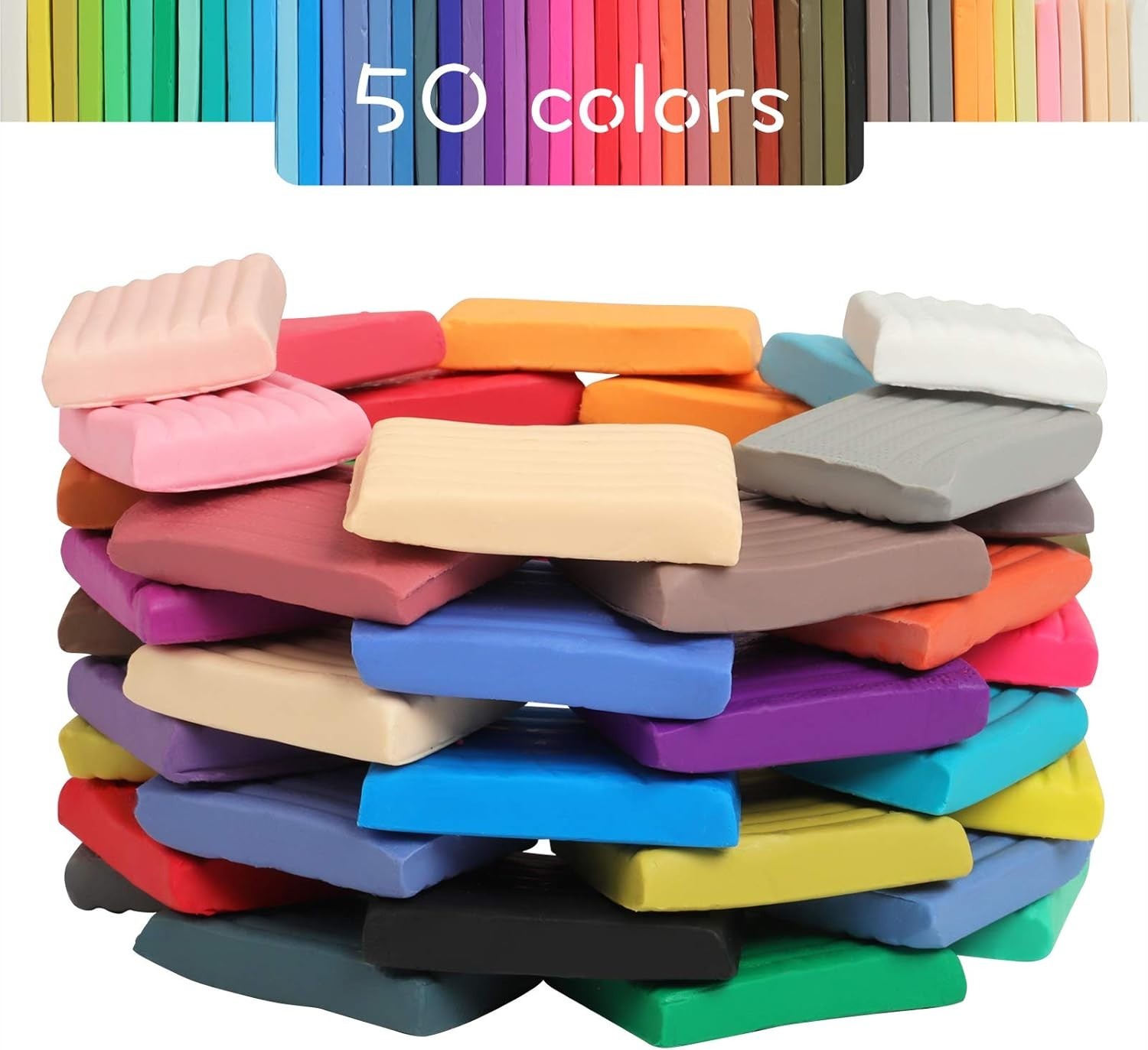 Polymer Clay with 50 Colors - Ideal for DIY Gifts & School Projects