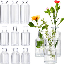 24 Mini Glass Ribbed Bud Vases Set for Weddings, Home Decor  Gifts
