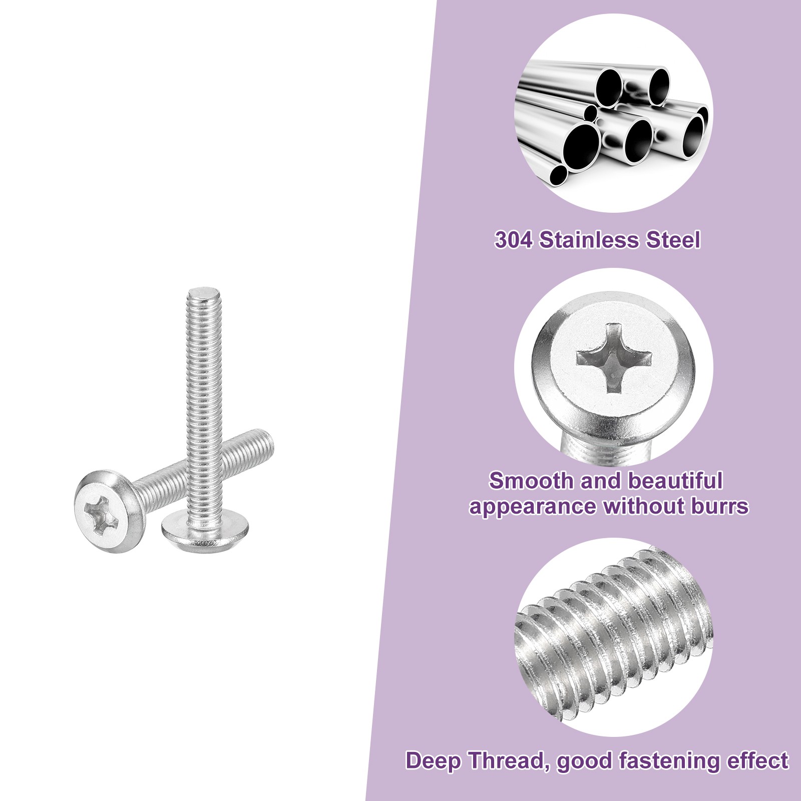 M3x20mm Flat Round Head Phillips Head Screw, 20Pcs Phillips Drive ...