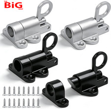 Spring Loaded Gate Bolt Set 2 Black and 2 Silver with 16 Screws Heavy Duty Retra