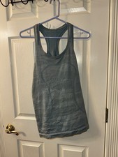 Lululemon Swiftly Tech Tank Top Women's Size 6 Light Blue Patterned