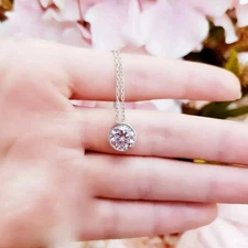 3Ct Round Cut Bezel Set VVS1 Diamond Solitaire Pendant In 14k White Gold Finish