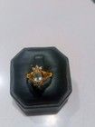 Gold Over Sterling Ladies Dinner Ring Sz 8   Large Oval CZ With 6 Smaller Stones — photo 2