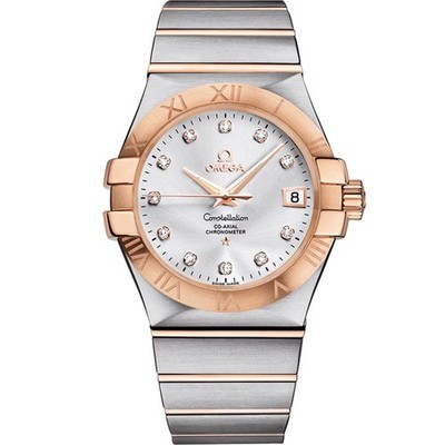 Omega 18K/SS Constellation Diamond Dial Co-axial Watch 35mm 123.20.35.20.52.001