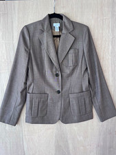 Ann Taylor LOFT Women s Gray Blazer Size 8 Wool Blend Lined 2-Button