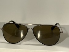 Bobbi Brown "The Dakota" aviator sunglasses black/bronze frame, brown lenses.