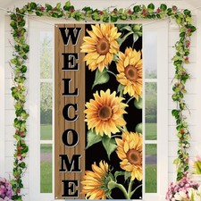 Sunflower Decorations Spring Door Cover, 71 x 35 Inches, Foldable, Fade