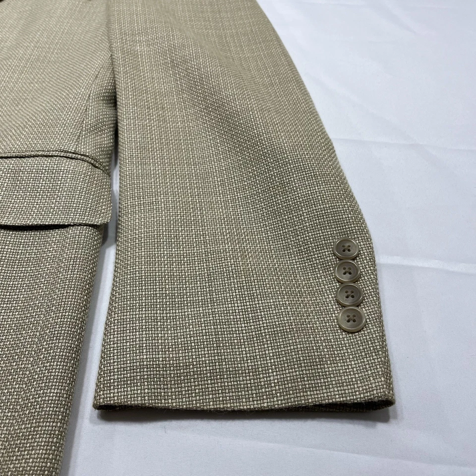 Chaqueta Abrigo Deportivo Chaps Ralph Lauren Para Hombres Blazer 42S Beige Seda - Mancha Foto 3 de 4