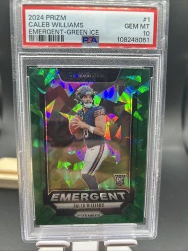 2024 Prizm Caleb Williams Emergent Green Ice PSA 10
