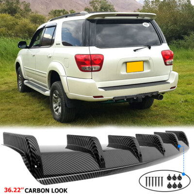 For Toyota Sequoia Car Rear Bumper Diffuser Lip Spoiler Splitter Glossy 6 Fins