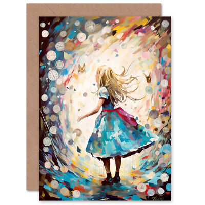 Alice im Wunderland Clocks Down the Rabbit Hole Geburtstag Blanko Grußkarte