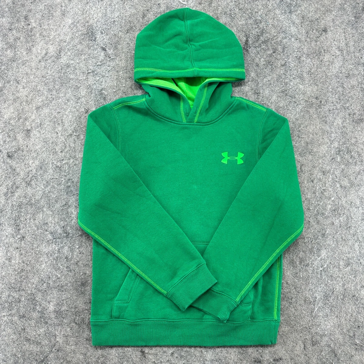 Under Armour Sweater Boys Extra Small Green Logo Pullover Hoodie