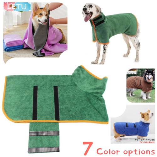 Dog Microfibre Bathrobe Dog Towel Wrap Super-Absorbent Dog Drying Coat Bath Robe - 第 1/17 張圖片