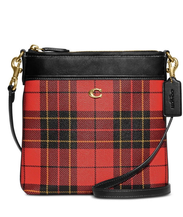❤️Coach Boxed Kitt Red Multi Messenger Crossbody with Plaid Print | eBay