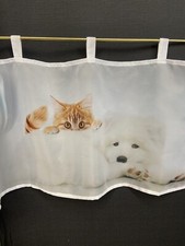 Scheibengardine Gardine Weihnachten Hund Katze Winter Kurzgardine 45 x 120 cm