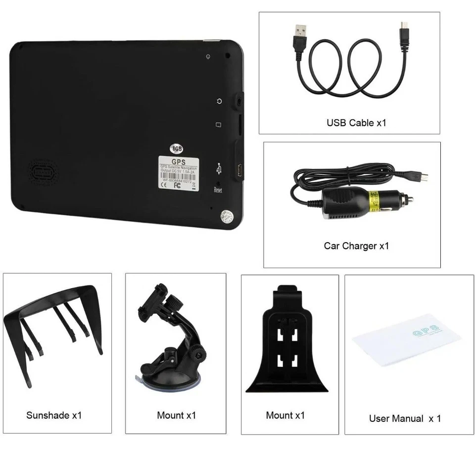 7 Inch Car Gps Navigation Touch Screen 8G+256M Lifetime Maps Voice Direction - Image 3 of 4