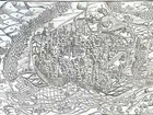 Original wood engraving of the city of Colmar, 1575, by Belleforest