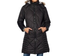 Sporto Women's Pull-on Water Repellent Long Quilted Coat Black X-small Size  
