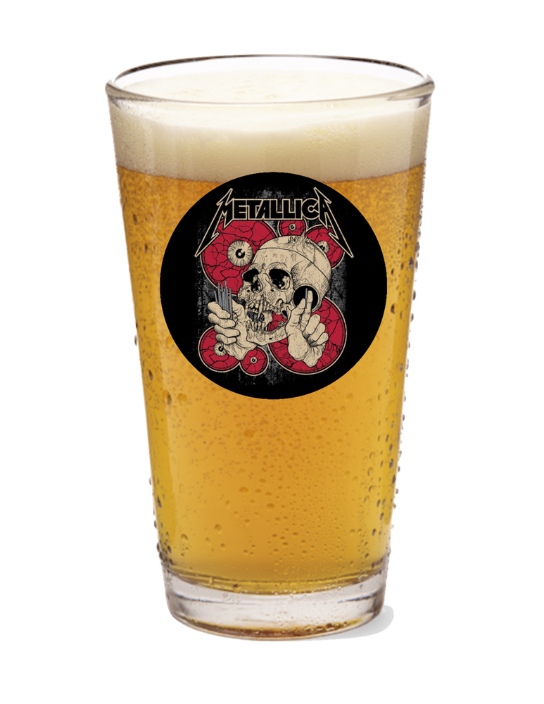 Metallica - Rock and Roll - 16oz Pint Beer Glass Pub Barware Tea Seltzer 24-6