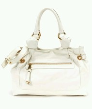MARC JACOBS $1300 IVORY WHITE LEATHER LARGE SHOULDER HANDBAG SATCHEL TOTE