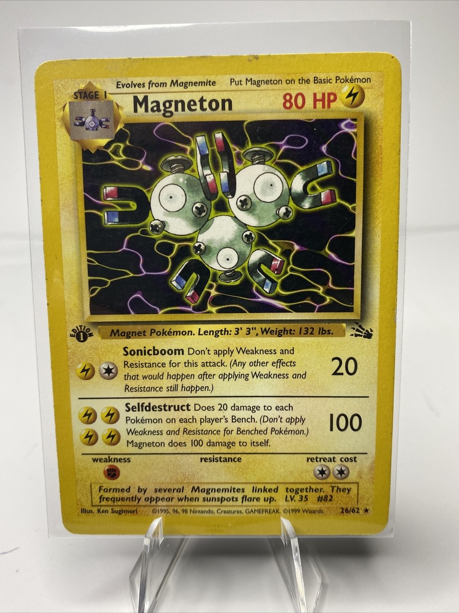 first edition magneton pokemon card 1st Edition Magneton - NM Non Holo - Vintage WotC 26/62 Fossil Set Pokemon  Card