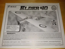 Hobbico Top Flite Elder 40 Scale Manual Instruction Book ELD4P03 New