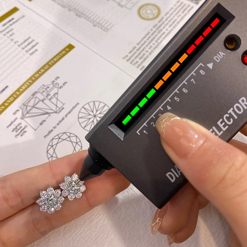 1KT D VVS1 Moissanite Sonnenblume Ohrringe 18K Platin Finish S925 Silber Schmuck - Bild 4 von 4