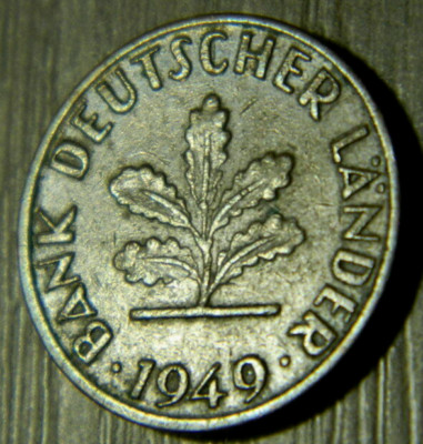 GERMANY, WEST, 1949-J 1 PFENNIG, COPPER PLATED STEEL ~ XF, Key Date ~ (F806W)