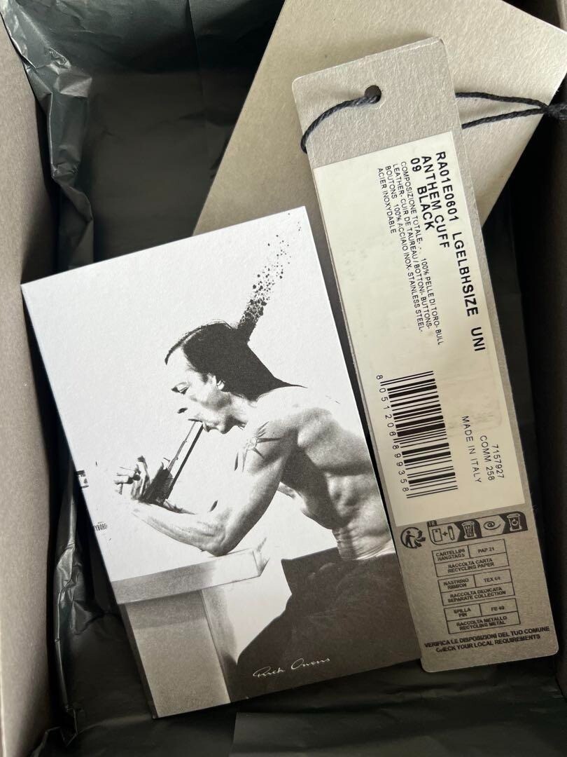 リックオウエンス 2025SS ANTHEM CUFF RICK OWENS Anthem Cuff Bangle Bracelet Leather in Black w