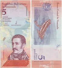 VENEZUELA 5 BOLÍVARES 2018 UNC F, RANA SAPITO RAYADO EN EL CENTRO, HENRI PITTIER NATI