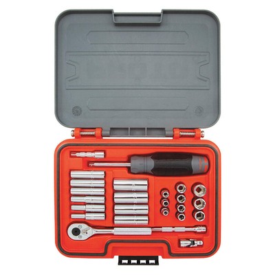 PROTO J47125S Socket Set,1/4'' Drive,25 pcs.,6 Point 60MK76
