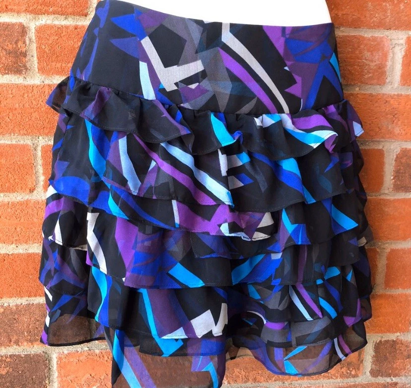 Express Design Studio Multicolor Layered Ruffle A Line Mini Skirt